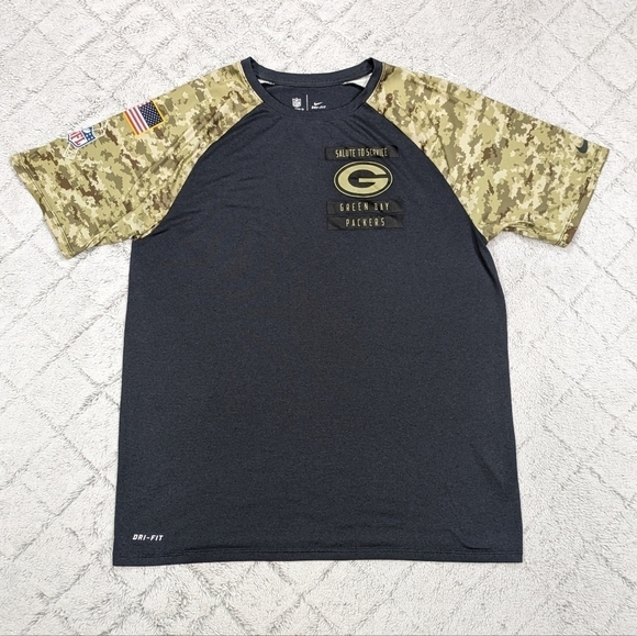 Nike Shirt Men's L Gray Camo Green Bay Packers Salute to Service On-Field Tee - Picture 1 of 9
